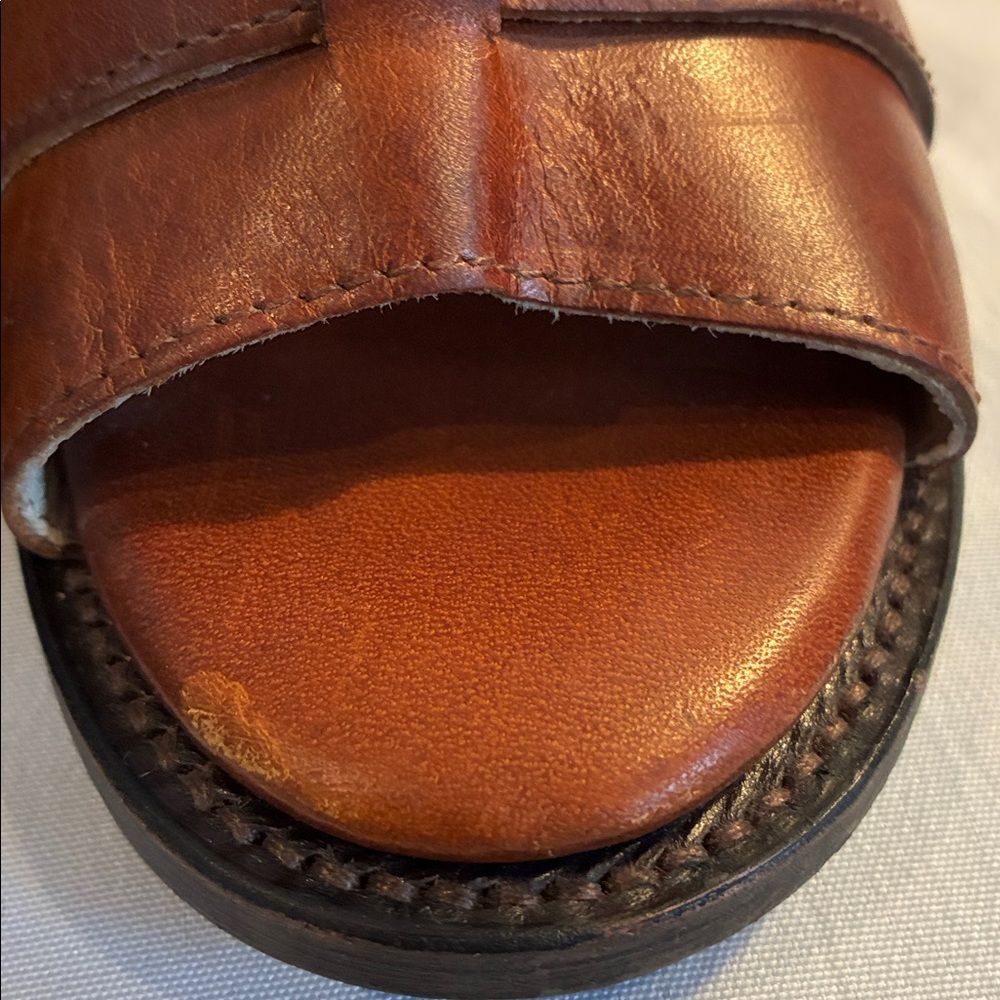 NWT Freebird by Steven Claw strappy block heel distressed brown leather sandals - Picture 10 of 15